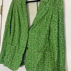 Talbots Green Floral Blazer